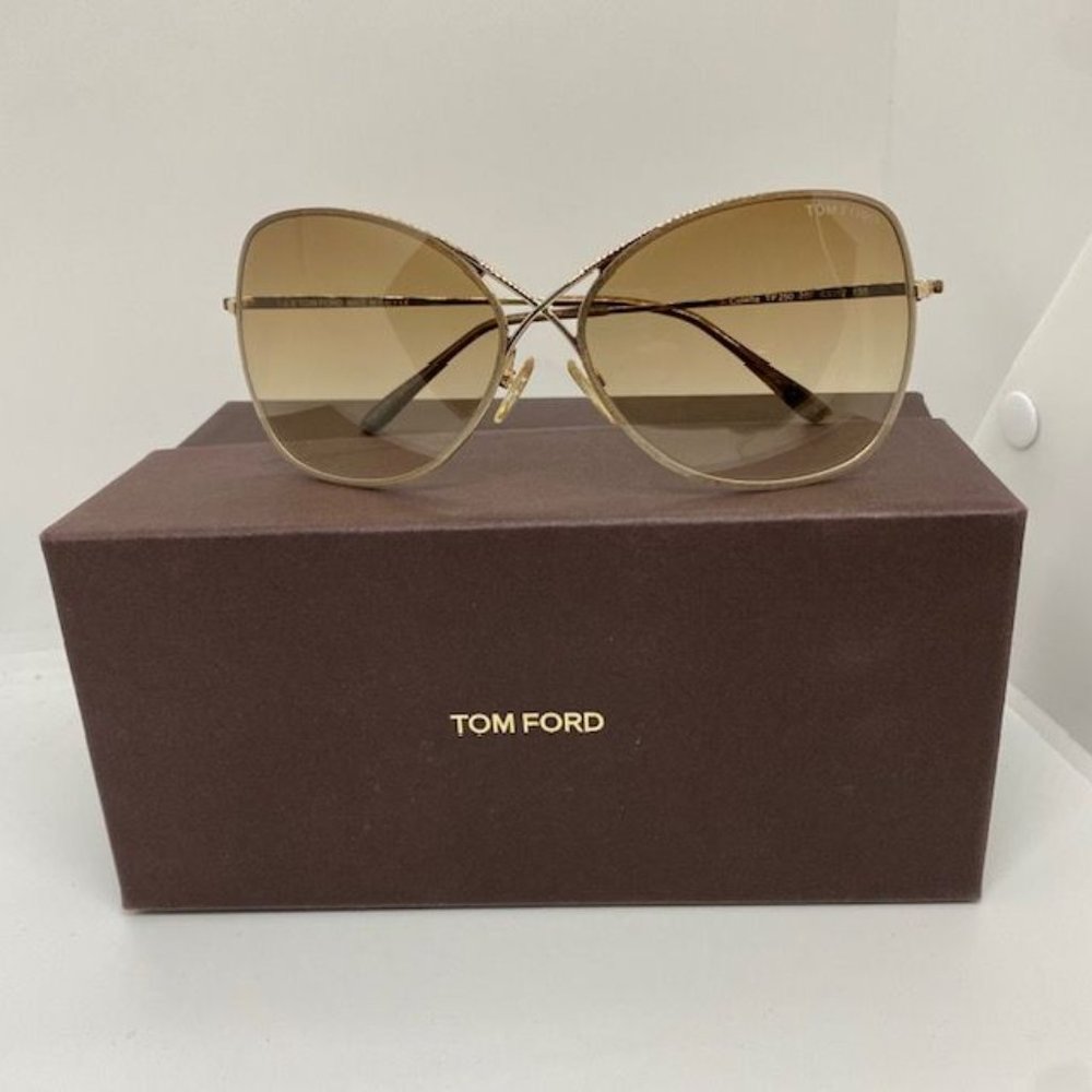 MINT!  Tom Ford Colette Butterfly Sunglasses  TF250 Gradient Lens Gold Frames
